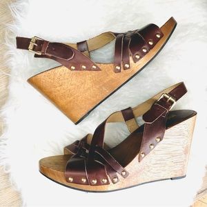 Micheal Kors wedge shoes 8 medium dark brown